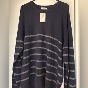 Peter Millar Navy Blue Striped Men’s Sweater XXL NWT Pima Cotton & Merino Wool